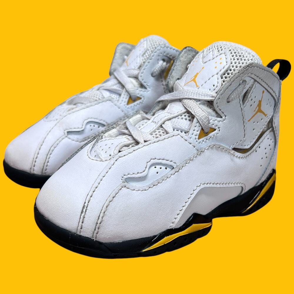 NIKE Air JordanTrue Flight Size Toddler 8C White Black Yellow Baby Sneakers